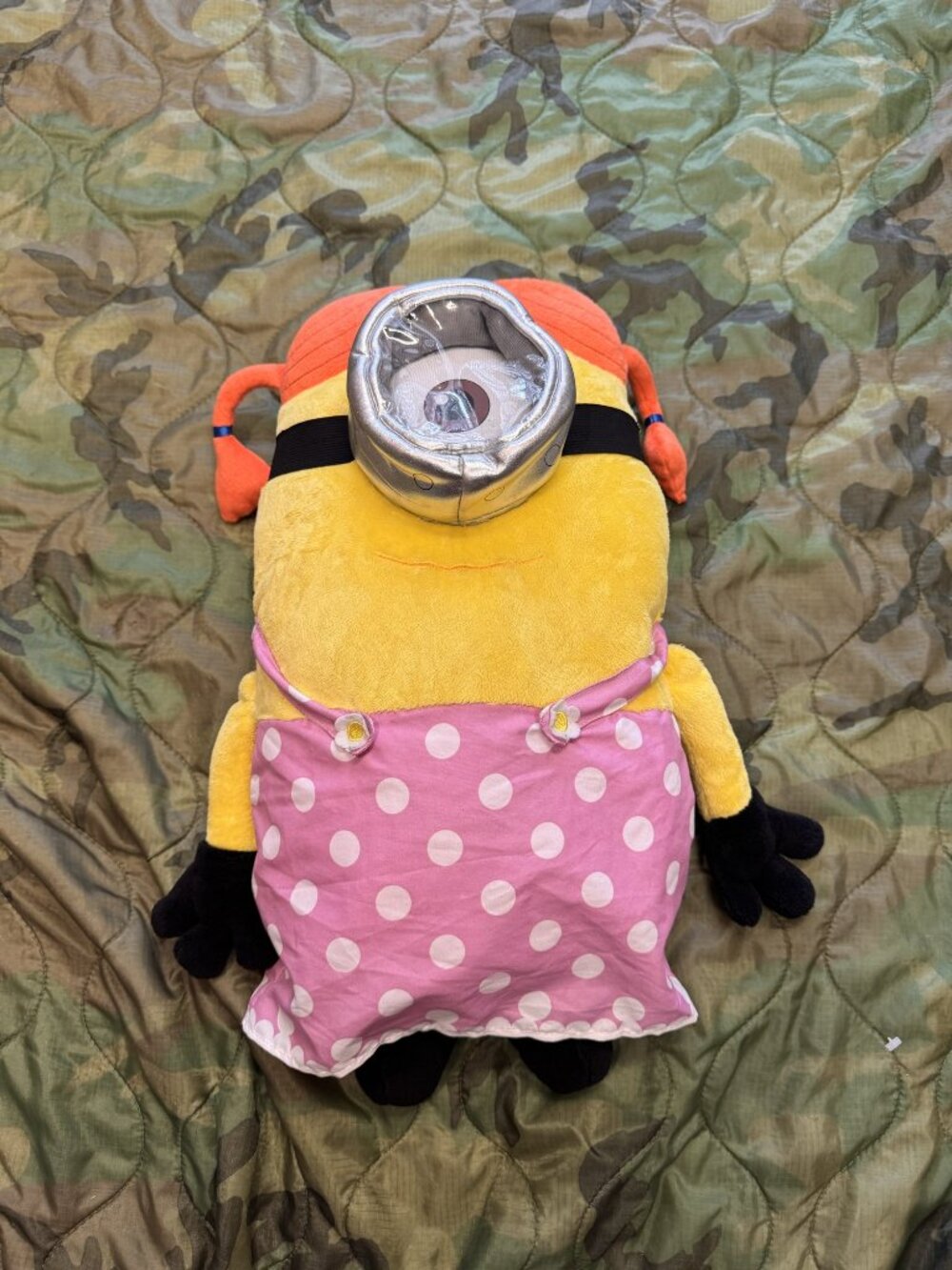 Despicable Me Minion Plush Pillow Pink Polka Dot Outfit